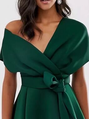 Asos One Sleeve Forest Green dress